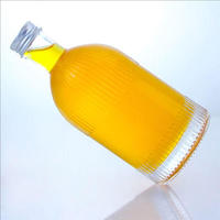 Bottiglia Vuota Premium per Alcolici con Fondo Pesante, 500ml 700ml 750ml, Bottiglia Rotonda Scanalata per Rum Caraibico con Tappo a Vite