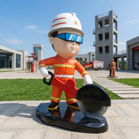 Sculpture de Pompier en Plastique Renforcé de Fibre de Verre - Figurine Thème pour l'Éducation à la Sécurité Incendie
