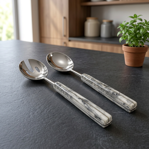 Cuillères à salade artisanales en métal avec poignées décoratives pour cadeaux de luxe et vaisselle de table - Product Image 3