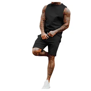 Yakeda hommes t-shirt tactique gilet ensemble Fitness Gym mode homme Polyester coton DryFit course chemise Sport gilet chasse