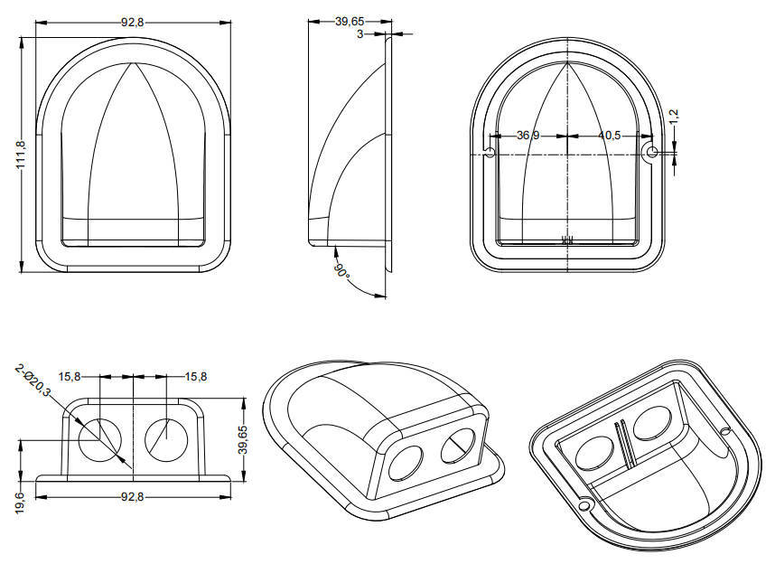 UV-Resistant Solar Panel Photovoltaic Plastic Bracket Double Hole Round Arc Black ABS Caravan Roof IP68 Waterproof Junction Box · image 5