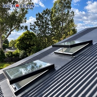 RICHOCEAN Fenêtre de toit inclinée en aluminium à ouverture électrique robuste avec store alvéolé motorisé et verre de sécurité
