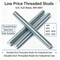 Double End Threaded Studs Grade 4.8/6.8 Steel Black Zinc Finish Metric M9-M16 M41 Industrial Stud Bolt Factory Supply