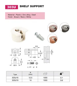 Accessori dell'hardware del connettore della mobilia di sostegno dello scaffale del guardaroba 303V