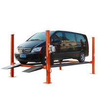 Empileur de voitures à quatre poteaux hydraulique portable CE à verrouillage multi-niveaux et double niveau, avec roulettes, pour garage domestique et stockage de véhicules pour amateurs