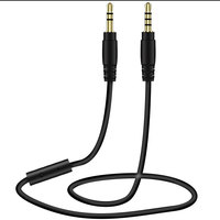 Câble audio auxiliaire pour voiture avec microphone et commande de ligne, 3,5 mm mâle-mâle, blindage en PVC tressé, conducteur plaqué or, câble CMG ignifuge