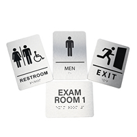 Plaque murale en plastique artisanal à coins arrondis, résistante aux rayures, en aluminium brossé laminé, personnalisée, pour toilettes, avec Braille