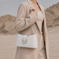 Grossiste Marque Privée OEM Fournisseur Cuir Lisse Rabat Anneau D Argent Sac Femme Bandoulière Épaule
