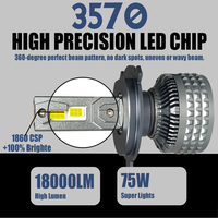 Phare LED de voiture 200W 40000LM avec télécommande, température de couleur tricolore, H11 9005 9006 H7 H4 LED