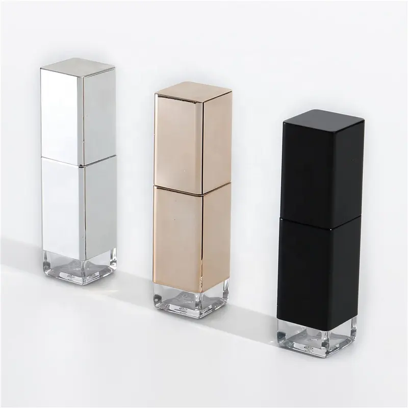 8ml Black Square Transparent Bottom Lipgloss Tube Cosmetic Plastic Lip Gloss Packaging Container