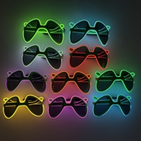 Lunettes de soleil en plastique lumineuses EL avec verres ovales noirs pour Halloween et événements festifs