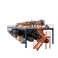 HONGXIN Étagère de mezzanine robuste en acier laminé à froid, sans boulons, réglable, avec revêtement en poudre anti-corrosion, personnalisable, 3 niveaux