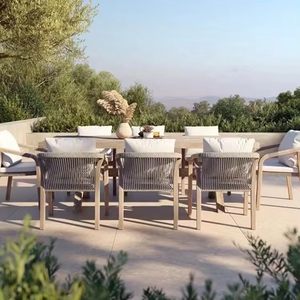 Outdoor <strong>Teak</strong> Furniture 6 Seater Waterproof <strong>Dining</strong> Round <strong>Table</strong> and Chairs Set for Restaurant - Product Image 2