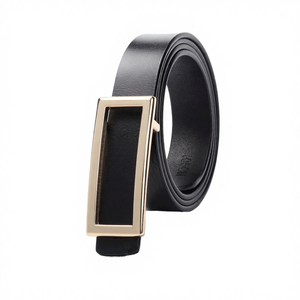 Cinturón de Cuero Vacuno Ecológico de 105 cm y 1.3 cm con Hebilla Cuadrada de Aleación de Dos Colores y Logotipo Personalizado, Estilo Casual para Jeans de Mujer - Product Image 4