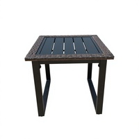 Produit phare : Table basse carrée moderne en rotin tressé marron PE, légère, KD, classique, durable, pour intérieur/extérieur, hôtel, terrasse, patio