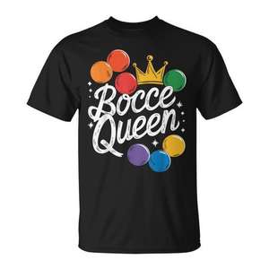 T-shirt Bocce Queen Bocce Ball pour adulte, unisexe, en coton noir, chemise promotionnelle - Product Image 1