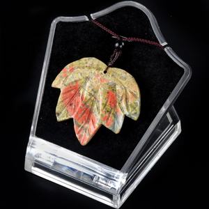 Collier pendentif en pierre d'agate naturelle, feuille d'érable <span class=keywords><strong>canadienne</strong></span> polie, source transfrontalière - Product Image 6