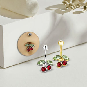 เจาะสะดืออินเทรนด์ใหม่สำหรับผู้หญิง2025แหวนท้องคริสตัลเชอร์รี่ขายดีเครื่องประดับร่างกายเจาะเหล็กผ่าตัด - Product Image 6