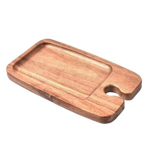 Plateau de service en bois Mu Yujia avec porte-verres à vin, planche à découper multifonctionnelle pour le service des aliments et les pique-niques - Product Image 5