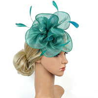 Hiasan Kepala Pesta Teh Fascinators dengan Pita dan Bulu pada Bando dan Jepit untuk Wanita