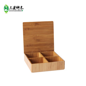 Cajas de bambú para frutos secos al por mayor de fábrica con tapas, cajas de almacenamiento para frutas y nueces, compartimentos divididos, capacidad para almacenar refrigerios - Product Image 1
