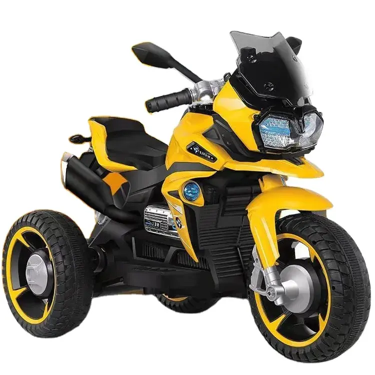 Sepeda motor roda tiga elektrik anak-anak, baterai kendaraan ganda ukuran mini dengan lampu musik berkendara sepeda motor