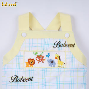 Pantalones Cortos de Franela a Cuadros con Bordado a Mano Personalizado BB3071 para Bebés, Hechos a Mano, de Spandex/Algodón, OEM, ODM, Venta al Por Mayor - Product Image 3