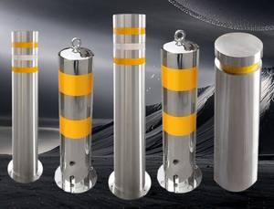 Dissuasore Automatico di Sicurezza Roadsafe HLZ in Acciaio Inox con Finitura a Specchio, Barriera Stradale di Sicurezza D140xH1000mm con 2 Riflettori - Product Image 6