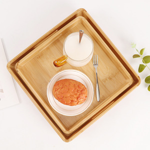 Plateau de service en bambou carré en bois massif avec poignée pour tasses à thé, tasses à eau, utilisation alimentaire sans danger pour la maison - Product Image 2