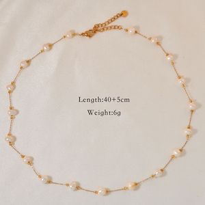 Collana di perle stellate Set per le donne semplice perla naturale dolce con catena in oro placcato clavicola gioielli in acciaio inox classico - Product Image 5