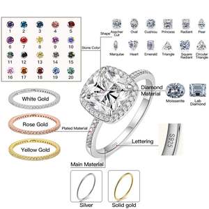แหวนหมั้นของผู้หญิงแท้10K 14K 18K VVS Moissanite - Product Image 4