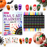 Lot de stylos pour nail art en gros d'usine, 24 couleurs, double pointe souple, stylo gel vernis à ongles non toxique, marqueur pour la décoration d'ongles DIY pour enfants