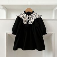 Automne enfants filles robe à manches longues nouveau-né bébé fleur impression barboteuse vêtements en coton pour enfants