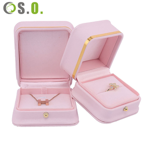 Boîtes d'emballage de bijoux en cuir PU de qualité supérieure personnalisées de couleur rose pour collier, bracelet, bague, boucles d'oreilles, boîte à bijoux - Product Image 1