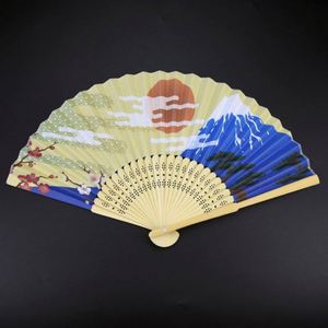 Customized White Paper Folding Hand Fan Personalized Bamboo Design Carved Souvenir Use - Product Image 5