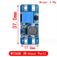 Módulo convertidor elevador de voltaje DC-DC MT3608 2A 2-24V a 5-28V, placa de alimentación de voltaje ajustable para Arduino/Raspberry
