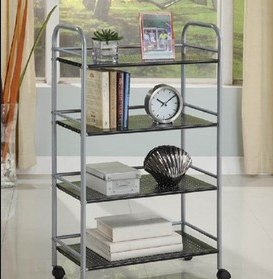<b>Foldable</b> Rolling Storage <b>Cart</b> 3/4 Tier Metal Movable Shelving Unit with Universal Wheels for Home Commercial Use - Product Image 3