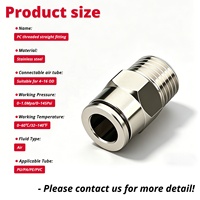 Raccord pneumatique mâle droit en acier inoxydable 304, tube de 1/4 pouce DE * filetage NPT de 1/4 pouce, raccord rapide PC-1/4-N2