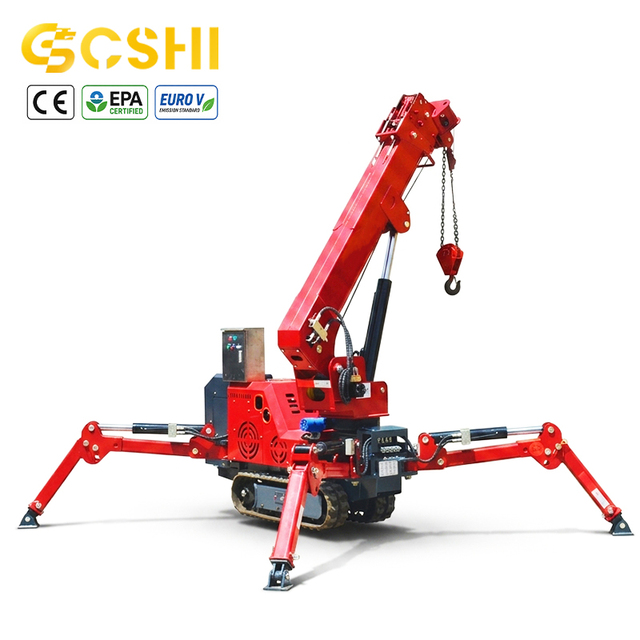 1.5Ton 3Ton Electric Diesel Honda Engine Crawler Mini Spider Crane 6.5m Lifting Height Hydraulic Fly Jib Small Lifting Machine