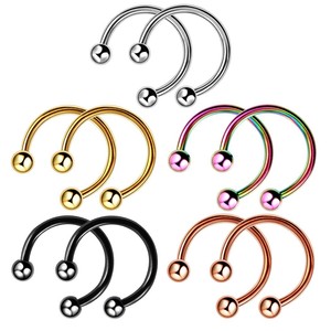 Nariz Septo Anel Ferradura Rosca Internamente Circular Barbell Orelha Cartilagem Helix Piercing Jóias