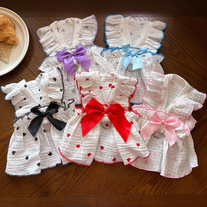 Summer Daily Wear <b>Dog</b> Skirt Heart Print Soft Pet <b>Clothes</b> Skin-friendly Puppy Dress <b>for</b> Maltese Teacup <b>Dogs</b> - Product Image 3