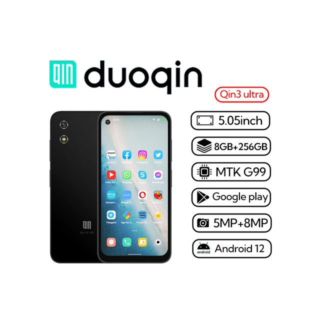 Qin3 ultra Mobile Phones 8GB+256GB  MTK G99 5 Inches Global Version Android 12 Wifi Smart Phone