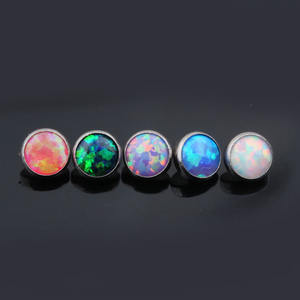 14g G23 Titane Hypoallergénique 5mm Opale <span class=keywords><strong>de</strong></span> <span class=keywords><strong>Feu</strong></span> Ancre Dermique Microdermique Bijoux Corps Piercing pour Mariage Tête Tops Base - Product Image 5
