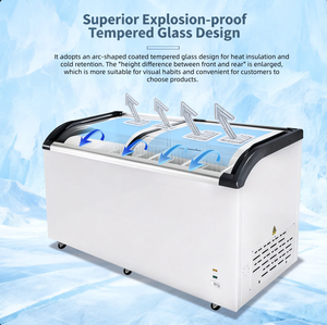 Vetrina Espositiva per Gelati con Piano in Vetro Profondo, Congelatore per Supermercati con 4 Ruote Mobili, Sbrinamento Manuale, <span class=keywords><strong>Attrezzatura</strong></span> di Refrigerazione - Product Image 5