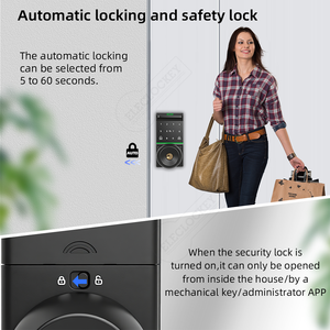 알루미늄 합금 볼 스마트 잠금장치 생체 인식 지문 터치 키패드 RFID 카드 노브 TTlock 투야 스마트 잠금 클라우드 앱 - Product Image 6