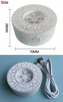 Nouvelle base lumineuse LED à effet craquelé, avec batterie amovible et télécommande, support d'affichage en cristal, support de lampe, base pour boule de verre et base pour ornement artistique