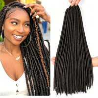 Extensions de cheveux synthétiques doux pour tresses au crochet, style dreadlocks, pré-bouclées, anti-emmêlement, pour femmes noires
