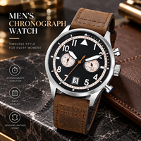 Montre à quartz pour homme VK64 personnalisée en gros, bracelet en acier inoxydable et cuir, mode, étanche, calendrier, chronographe