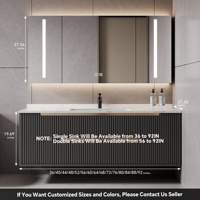 Mueble de Baño Moderno con Lavabo de Cerámica, Espejo Inteligente con Iluminación LED y Antivaho, Mueble de Pared para Hotel y Villa