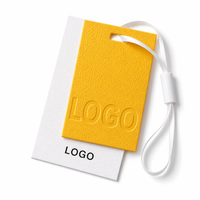Étiquette volante en papier pour vêtements, double couche, gaufrée, minimaliste, de luxe, avec logo personnalisé et cordon de scellage, pour la mode boutique